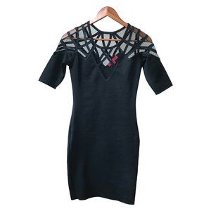 WOW COUTURE | Women’s Black Bodycon Mesh Top Dress
